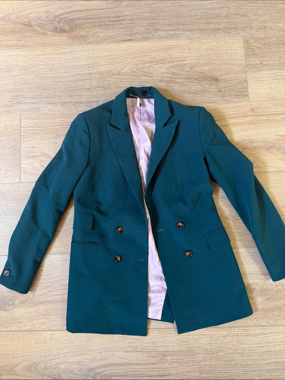 Topshop Women's Double-Breasted Teal Blazer Jacket